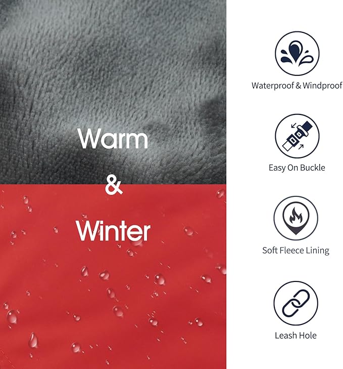 IECOii Extra Warm Dog Coat - Reflective, Adjustable Jacket with Buckle & Fleece Turtleneck for Cold Weather, Soft Winter Coat for Small to Extra Large Dogs