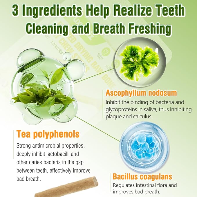 Freezed Dried Cat Chew Sticks, Cat Dental Treats for Freshens Breath and Controls Tartar, Feline Teething Sticks