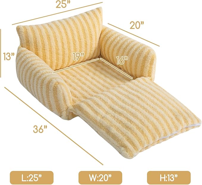 Hollypet Cat Bed Fluffy Plush Mutifuctional Double-Layer Soft Pet Couch Orthopedic Sofa Nest Beds for Small Cats and Dogs, Yellow (25x20x13 inch)