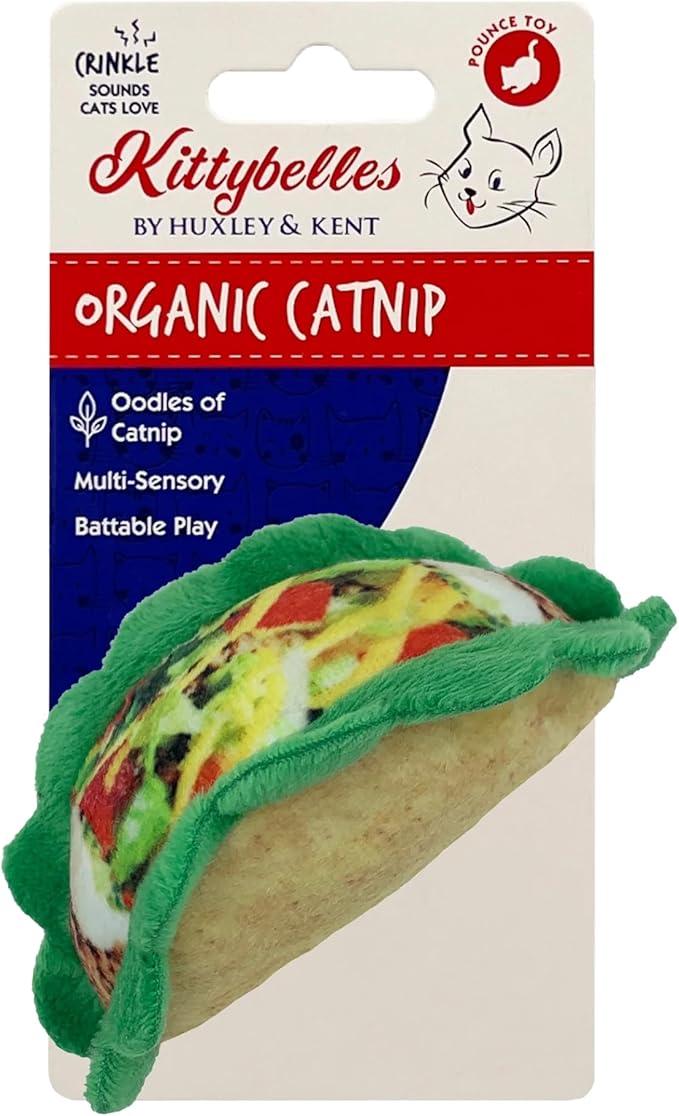 Huxley & Kent Plush Cat Toy - Interactive Catnip Toy for Cats & Kittens - Soft with Crinkle & Catnip - Fun Indoor Play - Taco
