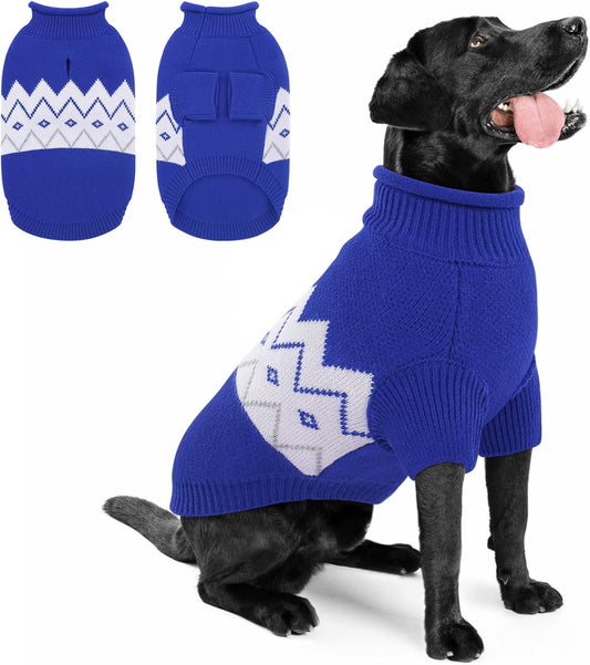 Queenmore Warm Dog Sweater, Soft Pet Knitwear, Knitted Pullover, Winter Pet Clothes for Small Medium Dogs Cats