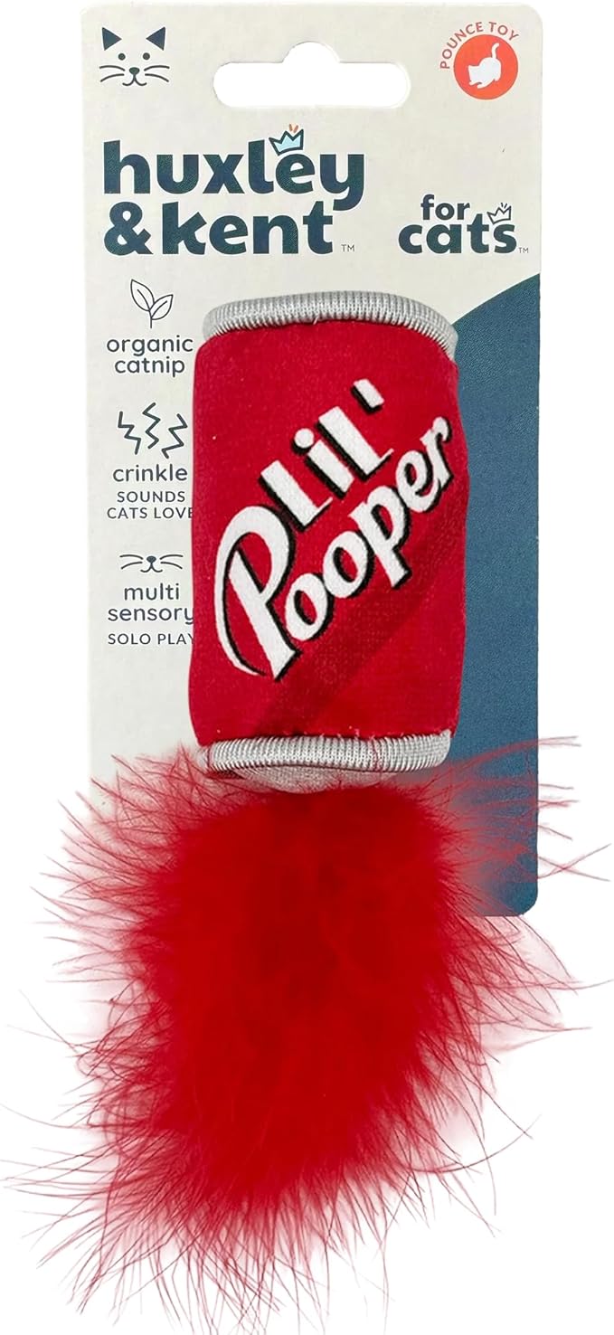 Huxley & Kent Plush Cat Toy - Interactive Catnip Toy for Cats & Kittens - Soft with Crinkle & Catnip - Fun Indoor Play - Lil' Pooper