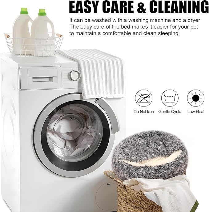 Cat Beds for Indoor Cats,Cat Cave for Puppy and Kitty,Calming Small Dog Bed for Small Dogs with Cover Cave,Cozy Warming Fluffy Washable Anti-Slip Pet Sleeping Bag(24 * 24inch,Grey)