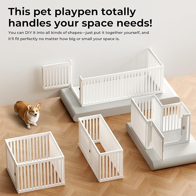 Indoor Dog Playpen for Small Dogs, Puppy Play Pen for Indoors Plastic Portable Playpen for Dogs Small Animal Playpen Fences Pen, Pet Fence Rabbit Bunny Puppy Playpens (23.6" H, 7 Panels)