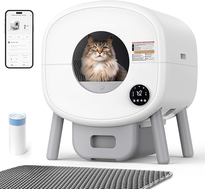 Self Cleaning Cat Litter Box: 76L Extra Large Automatic Litter Box for Multiple Cats, Odor-Free, Smart App Control, Ambient Light Waste Disposal
