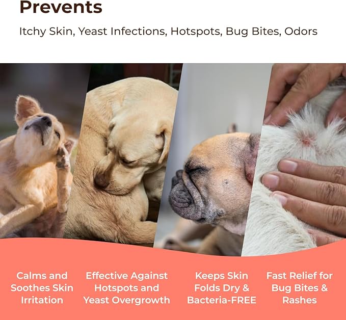 COAT DEFENSE Preventative Powder | Made in USA | 3.5oz Waterless Dog Shampoo & Pet Deodorizer for Smelly Dogs | Provides Anti Itch Relief | Dog Shampoo for Dry Itchy Skin & Smelly Dogs