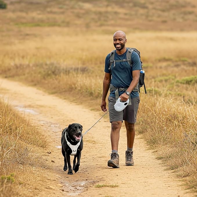TUG Dog Harness with 2 Leash Connection Points | Adjustable, Padded, Lightweight | Handle on Back | No-Pull Front Clip (XL, Black)