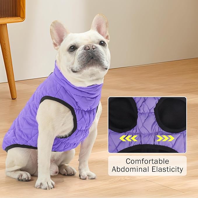 SCENEREAL Dog Winter Coat - Warm Dog Jacket with Built-in Harness for Small & Medium Dogs, Waterproof Cold Weather Coat with Zipper, Fleece Puffer Vest Windproof Snow Clothes for Puppy & Pet