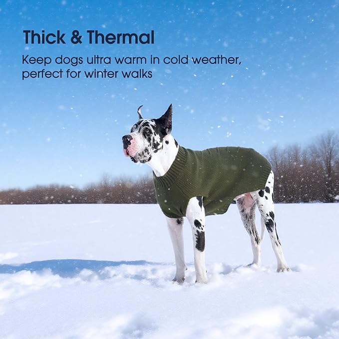 IECOii Dog Sweaters for Large Dogs,XXL Dog Sweater Warm Pullover Vest for Winter,Knitted Dog Sweater Large Size Dog Sweatshirt for Extra Large Dogs boy Girl,Golden Retriever,Pitbull,Army-Green-2XL