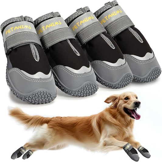Dog Shoes for Large Dogs, Medium Dog Boots & Paw Protectors for Winter Snow, Waterproof Dog Booties for Hot Pavement, Hardwood Floors, for Rainy Black Size 5