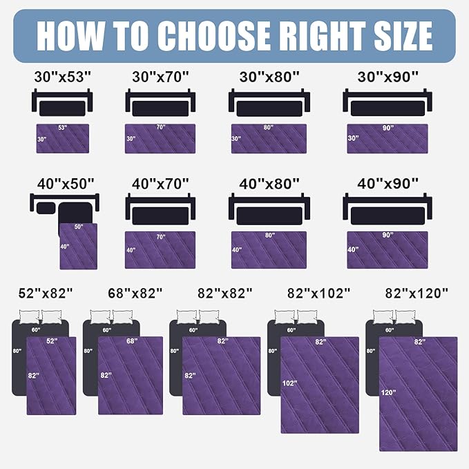 Smiry Waterproof Dog Bed Cover Pet Blanket, Soft Washable Dog Blanket for Furniture Bed Couch Sofa Reversible, Checkered (40"x70", Purple/Purple)