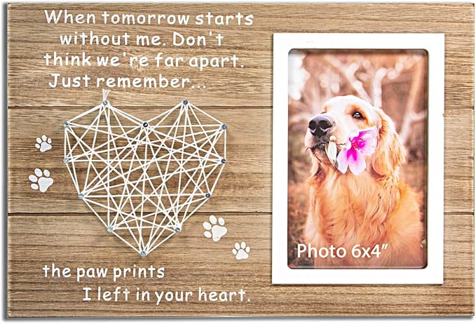 VILIGHT Dog Cat Memorial Gifts - Paw Prints Sympathy Picture Frame for Pet Loss - 4x6 Inches Photo