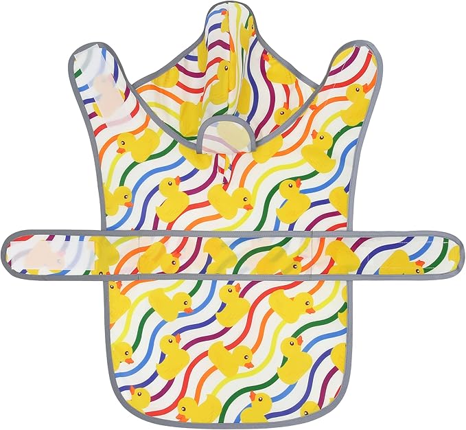 Dog Raincoat for Large Dogs, Waterproof Rain Jacket Coat with Hood and Leash Hole, Polyester, Rainbow Ducks