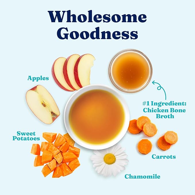 Solid Gold Chicken Bone Broth for Dogs - Limited Ingredient Bone Broth Dog Food Toppers for Picky Eaters with Collagen & Superfoods - Dog Gravy Topper for Dry Food - Gut Health & Hydration - 12 Pack