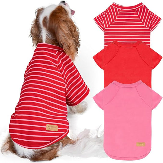 KYEESE 3Pack Dog Sweater Cat Sweaters with Sleeves Stretchy Cat Clothes Comfy Pet Fleece Sweater Soft Pet Coat Lightweight Dogs Sweatshirt Pullover Dog Sweaters for Small Dogs Girl for Cold Weather