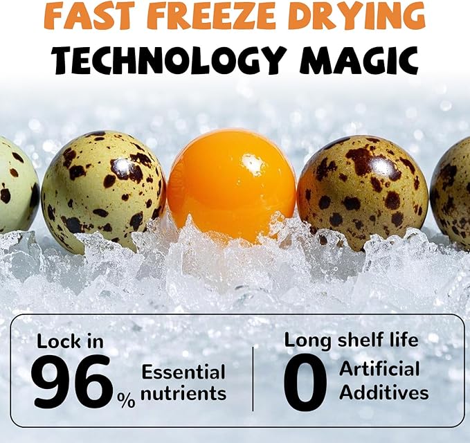 PAWUP Freeze Dried Cat & Dog Treats, Natural Quail Egg Yolk, Single Ingredient, High-Protein Pet Snacks for Skin & Coat Health, No Artificial Additives, 9.2 oz