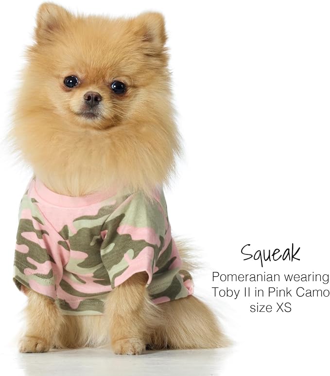 Toby II - The Perfect Tee, 3 Pack Short Sleeve Pet T-Shirt 100% Organic Cotton Tees Clothes for Small, Medium, Large Dogs, Pink Camo, Large