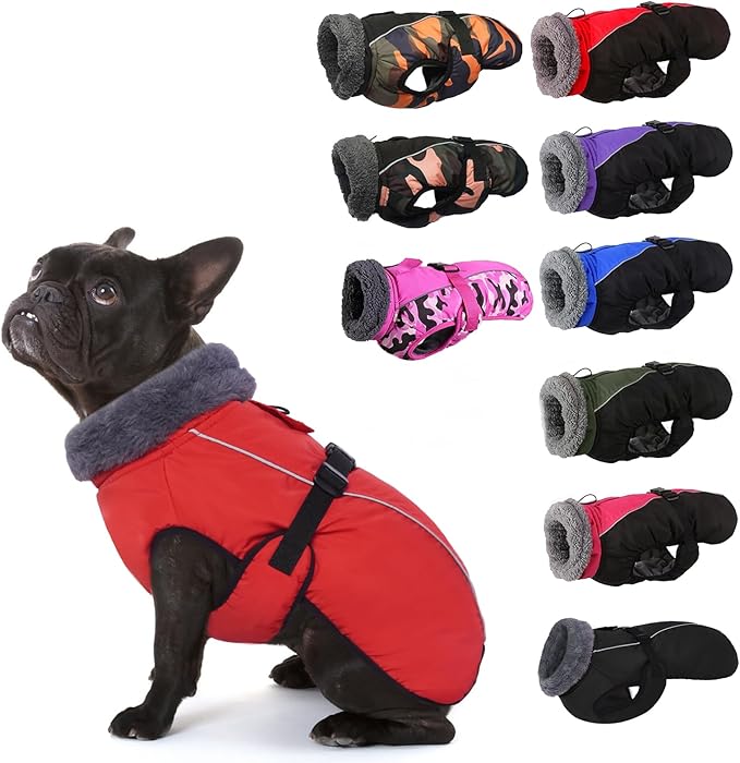 IECOii Extra Warm Dog Coat - Reflective Adjustable Jacket With Buckle Fleece Turtleneck for Cold Weather - Soft Winter Coat for Small Medium Extra Large Dogs