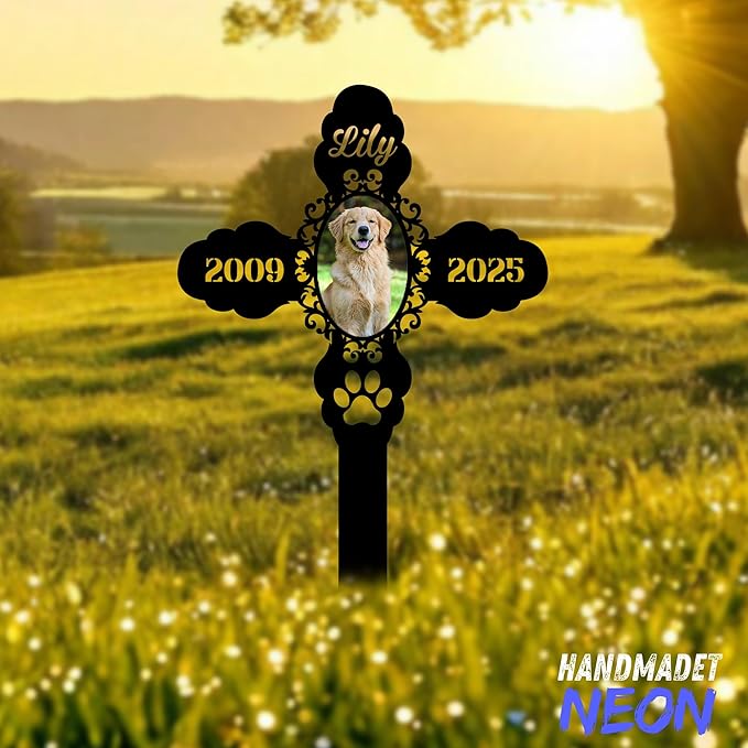 Personalized Dog Memorial Garden Stake with Photo, Custom Picture UV Printed Metal Grave Marker, Image in Loving Memory Outdoor Decor Pet Loss Sympathy Gifts for Dogs Lover