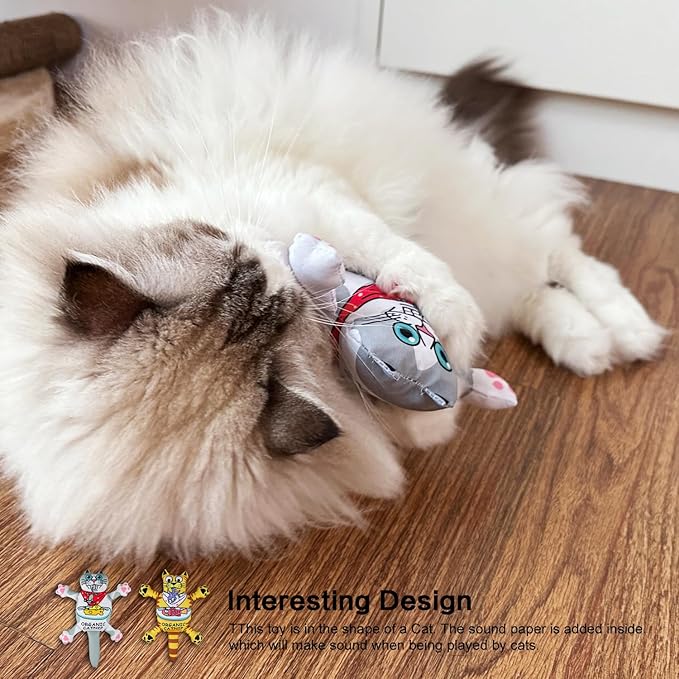 TTcat Organic Catnip Pillow for Indoor Cat and Kitten,Cat Crinkle Kicker Toy Chew Toy,White