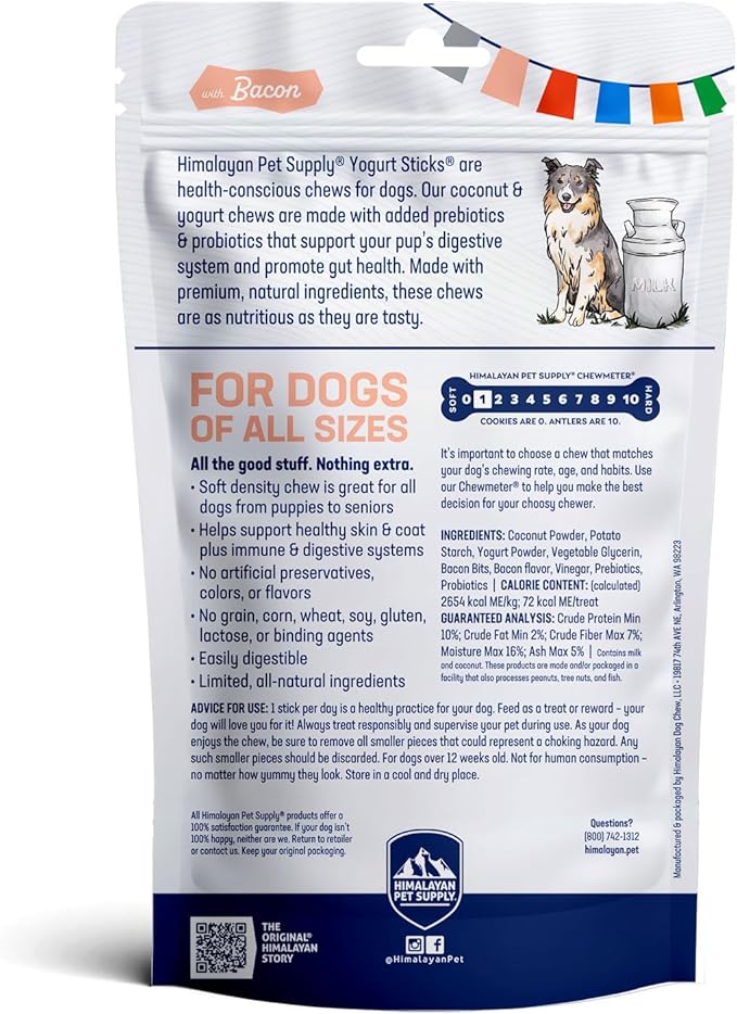 Himalayan Dog Chew Yogurt Sticks, Mixed Flavors, Dog Treats with Prebiotics, Probiotics & Protein, Digestive Support, Lactose & Gluten Free, Natural Dog Treat for All Breeds, Made in America, 4pk