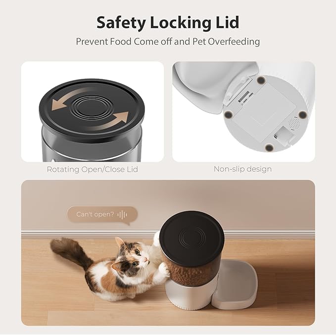 IMIPAW Automatic Cat Feeder, 5L Pet Dry Food Dispenser with Timed Programmable Portion Control, Dual Power Backup, with Desiccant Bag, 1-10 Meals, Easy Set Up, 10 Meals Per Day for Cats and Puppies