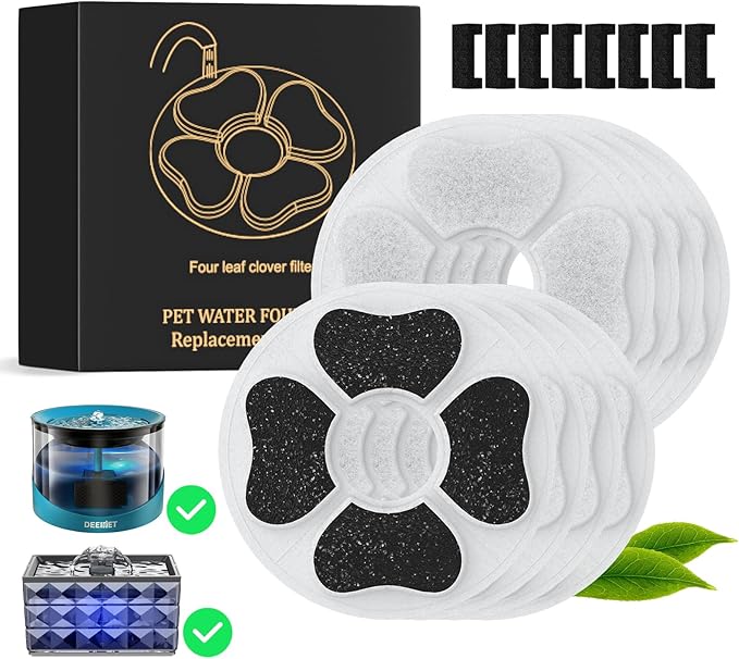 8 Packs Cat Water Fountain Food Grade Replacement Filters & Sponges for 74oz, 135oz Automatic Pet Fountain Dog Water Dispenser