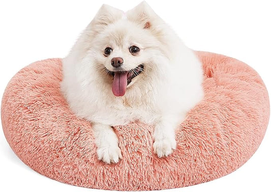 MIXJOY Orthopedic Dog Bed Comfortable Donut Cuddler Round Pet Beds Ultra Soft Washable Dog and Cat Cushion Bed (20''/23''/30'') (23'', Pink)