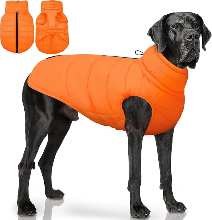 PUMYPOREITY Dog Puffer Coat with Detachable Scarf, Warm Padded Cold Weather Vest, Windproof Lightweight Snowsuit, Water Resistant Dog Winter Coats, Thermal Winter Jacket for Small Medium Large Dogs