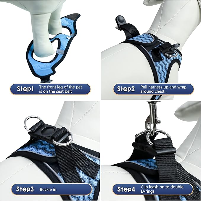 YIMEIS Dog Harness and Leash Set, No Pull Soft Mesh Pet Harness, Reflective Adjustable Puppy Vest for Small Dogs, Cats (S, Blue)