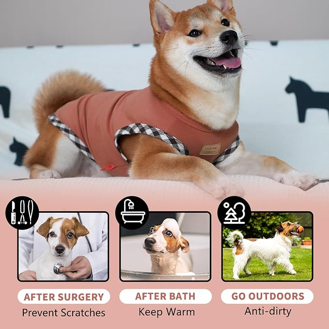 KYEESE 2Pack Dog Shirt Stretchy Dog T Shirt Stretchy Dogs Clothes Vest Soft Fleece Pet Coats Lightweight Pets Sweatshirt Sleeveless Pets Sweater Pet Shirt for Small Dogs,Brown+Khaki,XL