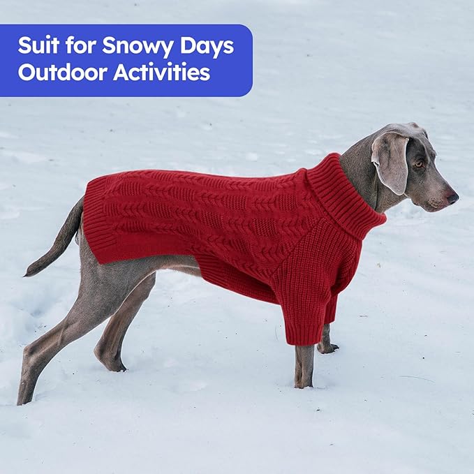 ASENKU XL Dog Sweater, Dogs Sweaters for Extra Large Dogs Girls Boys, Fall Winter Turtleneck Pullover Pet Christmas Sweatshirt,Red XL