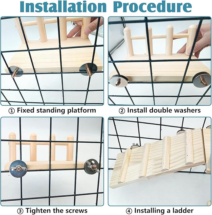 Hamiledyi 13Pcs Parrot Swing Chew Toys Bird Perches Platform with Climbing Ladder Hanging Cage Accessories for Parakeet, Conure, Finch, Lovebirds, Budgie, Canary Standing