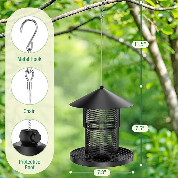 Bird Feeder for Outdoor Hanging, Heavy Duty Metal Bird Feeders for Outside Hanging, Large Capacity Birdfeeder to Attracting Birds