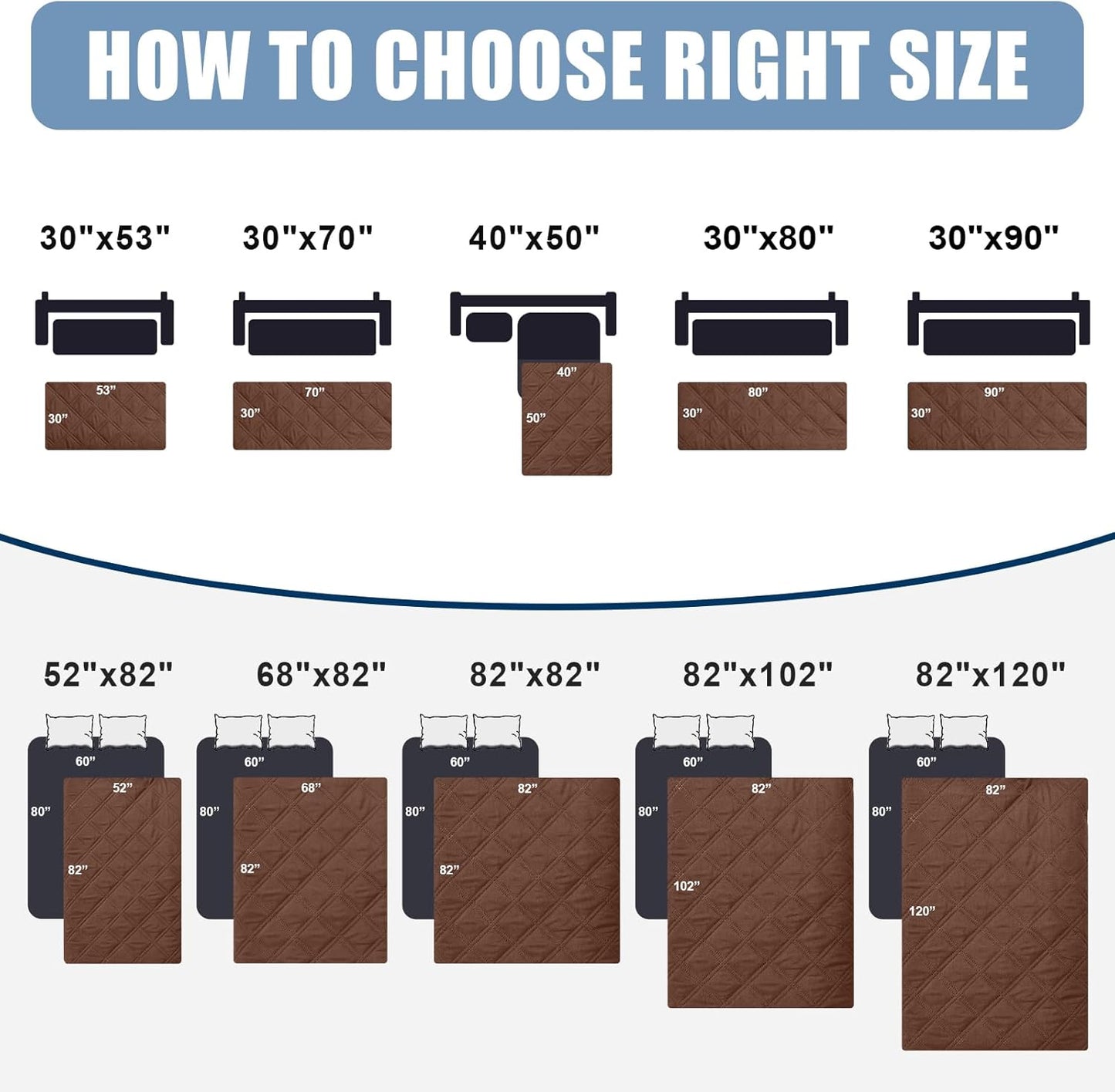 Smiry Waterproof Dog Bed Cover Pet Blanket, Soft Washable Dog Blanket for Furniture Bed Couch Sofa Reversible, Checkered (30"x90", Brown/Chocolate)