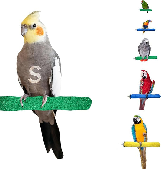 Sweet Feet and Beak Comfort Grip Safety Perch for Bird Cages - Pedicure Perch for Birds to Keep Nails and Beaks in Top Condition - Safe Easy to Install Bird Cage Accessories - Small 6.5"