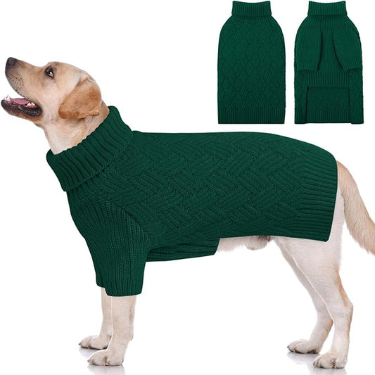 KOESON XXL Dog Sweater for Large Dogs, Extra Large Dog Christmas Sweater, Thick Warm Xmas Sweaters for Big Dogs, Pet Winter Apparel for Labrador, Golden Retriever, Doberman, Pitbull, Green, XXLarge