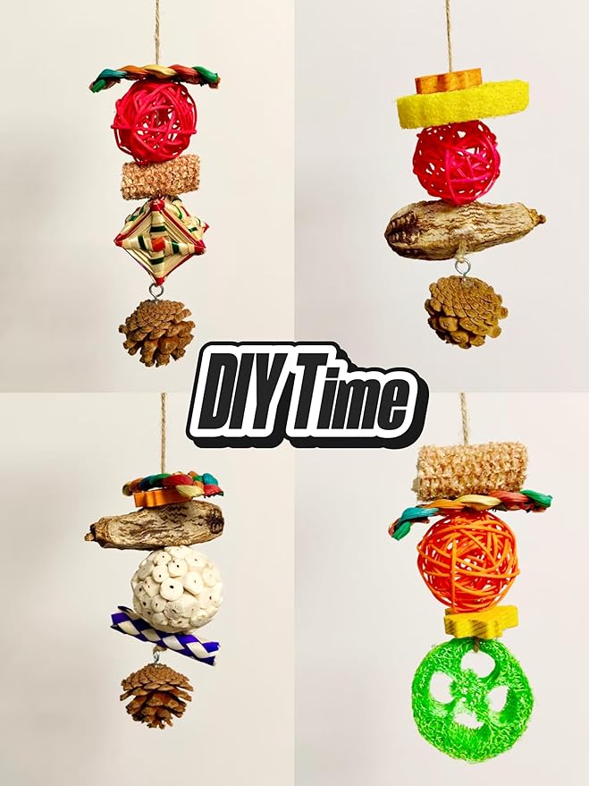 Parakeet Toys, Bird Toy Conure Grass Mat Budgie Shredder Hanging Set Cockatiel Foraging Toys Parrot Climbing Wall Toy Lovebird Cage Accessories for Small Birds (Colorful-Cockatiels Box Toys)