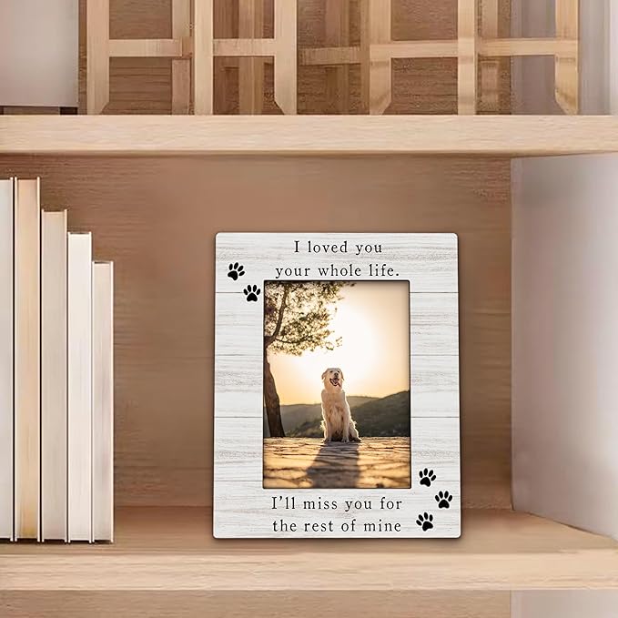 Dog Memorial Picture Frame 5x7, Memorial Pet Photo Frame, Pet Memorial Gifts for Dogs Cats, I'll Miss You Loss of Dog Sympathy Gift Wooden Picture Photo Frames for Desk Home Room Decor