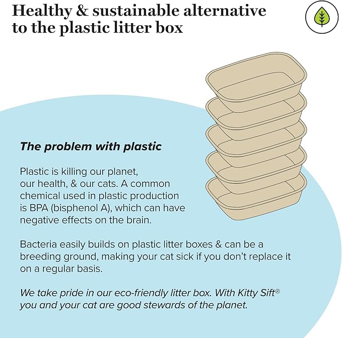 Kitty Sift (6-Pack) Disposable Cat Litter Box, Sustainable, Clean - Large, 6-Pack