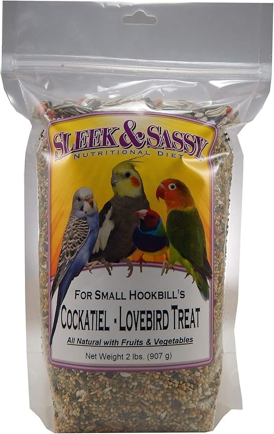 SLEEK & SASSY Small Hookbill Bird Treat for Lovebirds, Cockatiels, Quaker Parrots & Small Conures (2 lbs.)