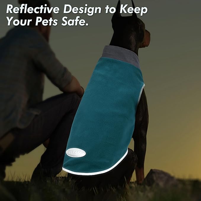 cyeollo 2 Pack Dog Fleece Sweater, Pullover Warm Dog Vest Reflective Doggie Stretchy Coat, Winter Puppy Jacket Pet Sweatshirt Clothes for Small Dogs Size S Turquoise & Grey