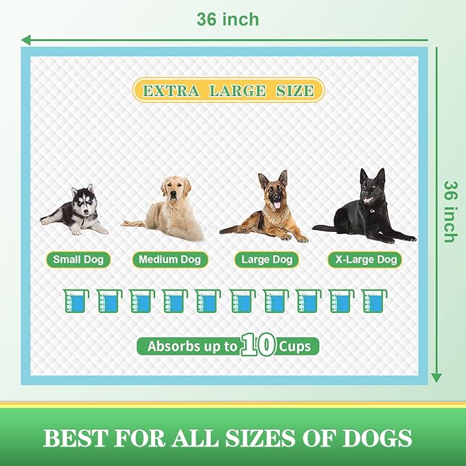 Dog Pee Pads Extra Large, 36"x36" Puppy Pads for Training, Leak-Proof Pee Pads for Dogs, Super Absorbent Puppy Potty Pads, Disposable Pet Pads for Puppies, Cats, Rabbits (30-Count)