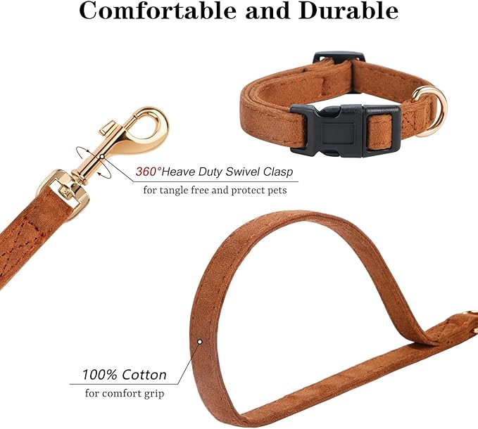 No Pull Dog Harness- Lightweight, Soft, Adjustable Small Harness Collar and Leash Set, Suitable for Cats Puppy Small and Medium-Sized Dog Outdoor Training and Running