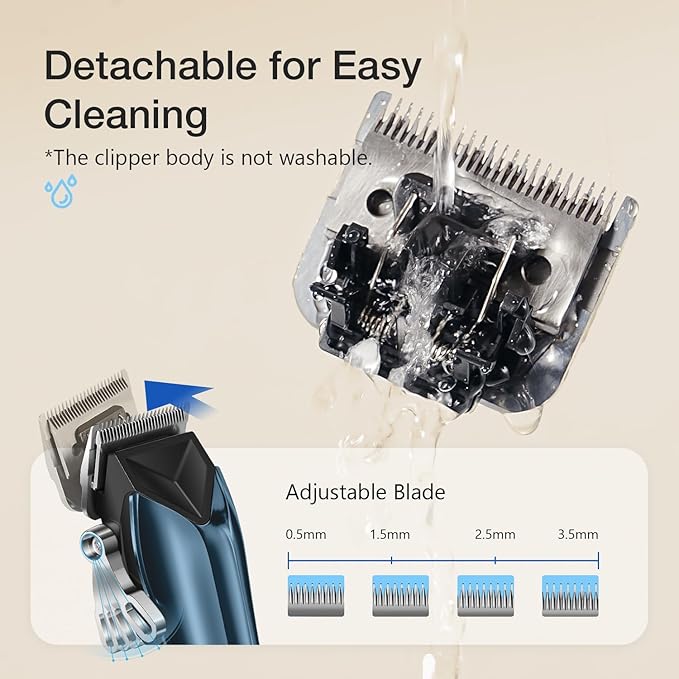 Dog Clippers for Grooming for Thick Coats, Detachable Blade Cordless Rechargeable Professional Pet Grooming Hair Trimmer Shaver Kit with 8 Guide Combs for Dogs Cats Animals