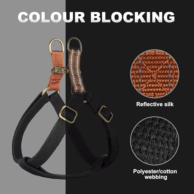 Didog Step in Dog Harness with Metal Buckles, Freedom Nylon Dog Halter Vests for Small Dogs Easy Walking Training(S:Chest 13-22", Black)