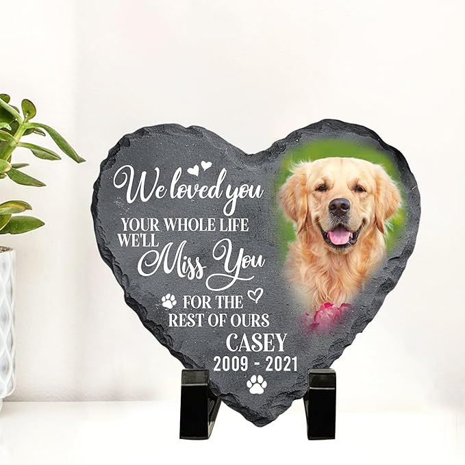 Personalized Dog Memorial Gifts for Loss of Dog, Custom Photo Pet Stone, Personalized Memorial Gifts for Pet Loss, Gift for Cat Lovers, Stones for Dogs, Cemetery Decorations for Grave Q6