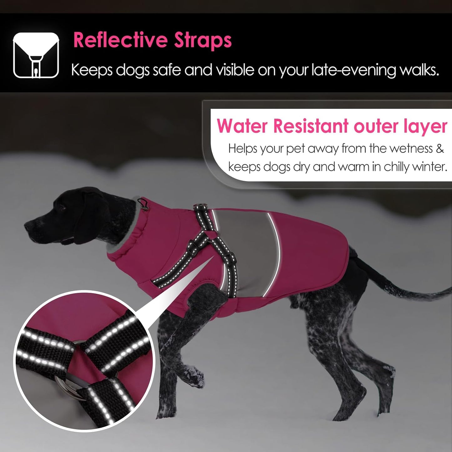AOFITEE Dog Winter Coat, Dog Coat with Harness Built in, Dogs Jacket for Large Dogs, Reflective Waterproof Pet Puffer Jacket Snowsuit, Warm Fleece Windproof Pet Sweater for Cold Weather, XL