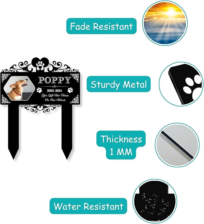 Custom Pet Grave Markers Dog | Custom Pet Headstones for Dogs | Best Memorial Gifts to Tribute Four-Legged Companions | Personalized Grave Marker for Furry Friends with Hexagonal Photo Frame