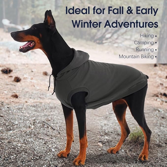 IECOii Dog Hoodie Medium Size Dog, Medium Dogs Sweater with Hood, Soft Pullover Hooded Sweatshirt for Dogs Boy and Girl Indoor & Outdoor, Machine Washable, Grey, Large (No Fleece Lined)